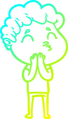 cold gradient line drawing cartoon man pouting