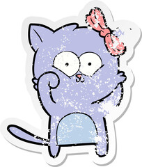 distressed sticker of a cartoon cat