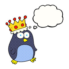thought bubble cartoon emperor penguin