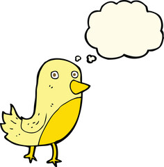 cartoon yellow bird with thought bubble
