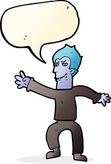 cartoon vampire man with speech bubble