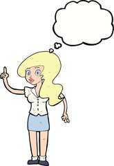 cartoon pretty woman with idea with thought bubble