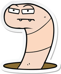 sticker of a cartoon worm