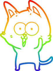 rainbow gradient line drawing funny cartoon cat