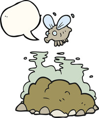 speech bubble cartoon fly and manure