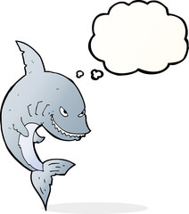 funny cartoon shark with thought bubble