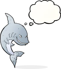 Rolgordijnen funny cartoon shark with thought bubble © lineartestpilot