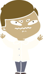 flat color style cartoon angry man