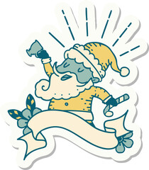 sticker of tattoo style santa claus christmas character celebrating