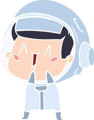 happy flat color style cartoon astronaut