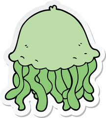 sticker of a cartoon jellyfish