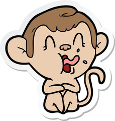 sticker of a crazy cartoon monkey