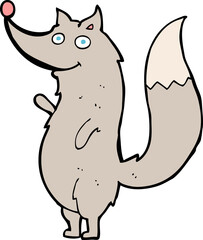 cartoon waving wolf