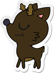 sticker cartoon of cute red nosed reindeer