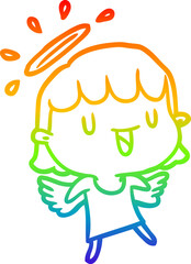 rainbow gradient line drawing cute angel