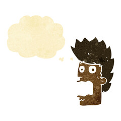cartoon terrified man with thought bubble