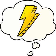 cartoon lightning bolt and thought bubble in smooth gradient style