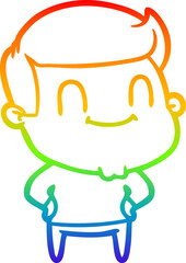 rainbow gradient line drawing cartoon happy man