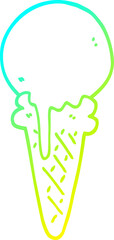 cold gradient line drawing cartoon ice cream cone