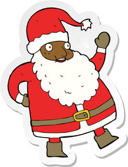 sticker of a funny waving santa claus cartoon