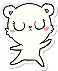 sticker of a peaceful cartoon polar bear