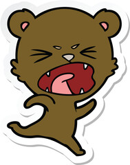 sticker of a angry cartoon bear