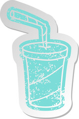 distressed old sticker of fastfood drink