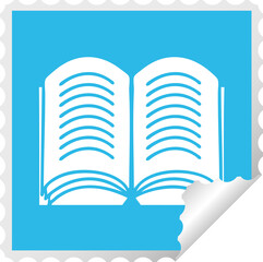 square peeling sticker cartoon open book