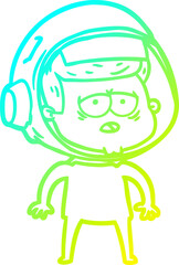 Fototapeta premium cold gradient line drawing cartoon tired astronaut