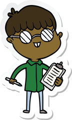 sticker of a cartoon boy wearing spectacles