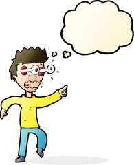 cartoon man with popping out eyes with thought bubble