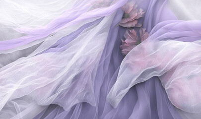 Fototapeta premium a woman in a purple dress with flowers on her dress. generative ai