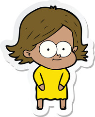 sticker of a happy cartoon girl