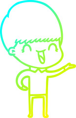 cold gradient line drawing happy cartoon boy