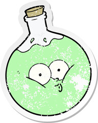 distressed sticker of a cartoon potion