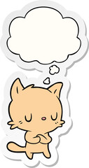 cartoon cat and thought bubble as a printed sticker