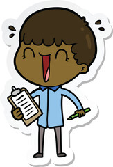 sticker of a laughing cartoon man