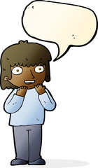 cartoon excited person with speech bubble