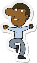 sticker of a cartoon happy man