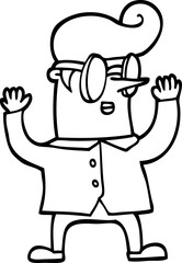 black and white cartoon nerd man