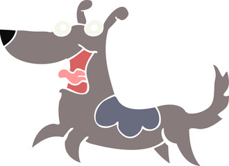 happy dog flat color style cartoon