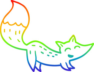 rainbow gradient line drawing cartoon happy fox