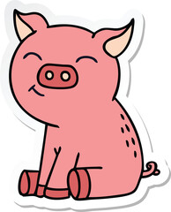 Obraz na płótnie Canvas sticker of a quirky hand drawn cartoon pig