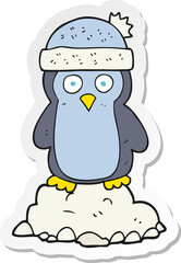 sticker of a cartoon penguin wearing hat