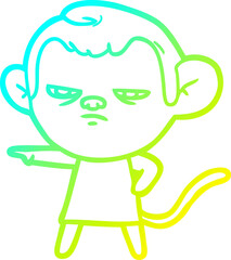 cold gradient line drawing cartoon monkey