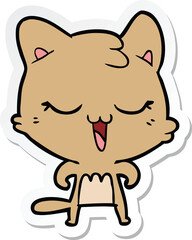 sticker of a happy cartoon cat