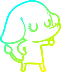 cold gradient line drawing cute cartoon elephant