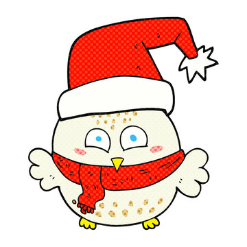 cartoon cute christmas owl