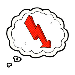 thought bubble cartoon arrow down trend
