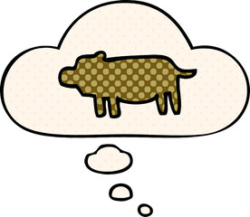 cartoon animal symbol and thought bubble in comic book style